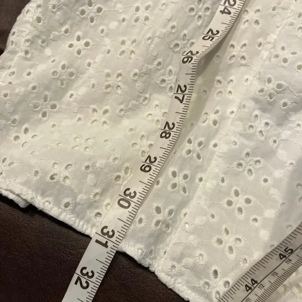 Selfie Juniors White Eyelet Dress Large Cotton Sleeveless Cute Summer Graduation